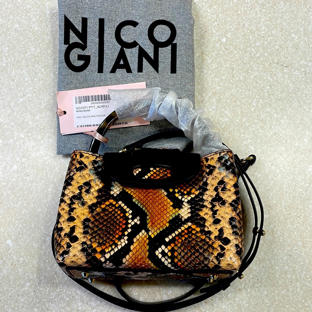 Nico Giani Python Bag. Brand-new still tortoise shell handle or crossbody